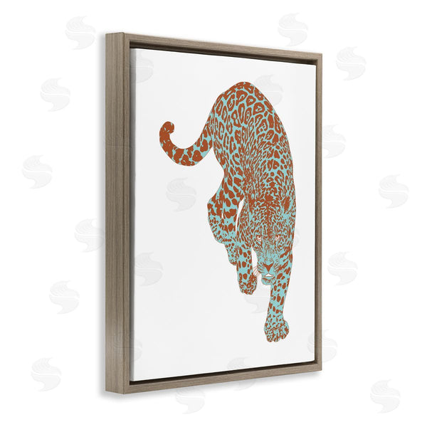 Stupell Industries Elisaveta Stoilova | Blue Orange Leopard Prowling Jungle Cat