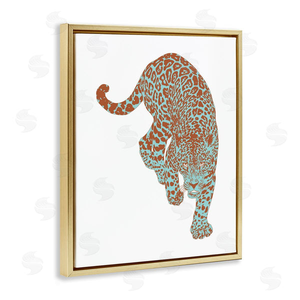 Stupell Industries Elisaveta Stoilova | Blue Orange Leopard Prowling Jungle Cat