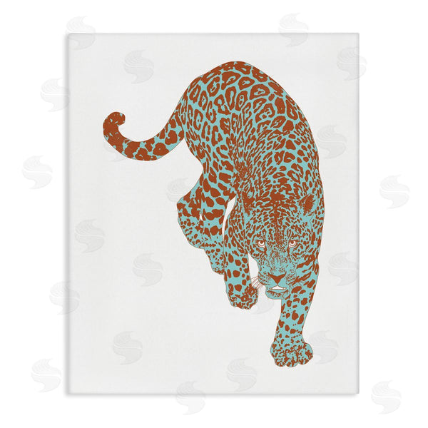stupell industries Elisaveta Stoilova | Blue Orange Leopard Prowling Jungle Cat
