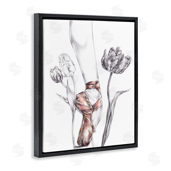 Stupell Industries Elisaveta Stoilova | Pink Ballerina Slipper Between Tulips