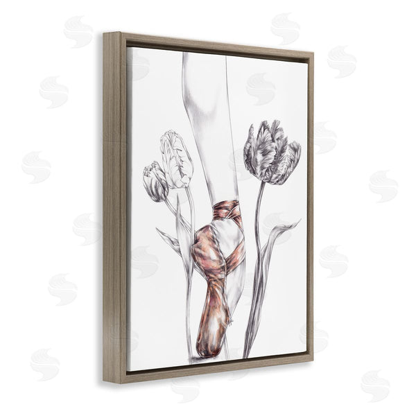 Stupell Industries Elisaveta Stoilova | Pink Ballerina Slipper Between Tulips