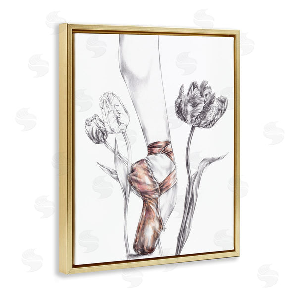 Stupell Industries Elisaveta Stoilova | Pink Ballerina Slipper Between Tulips