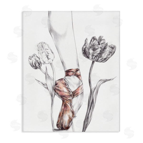 stupell industries Elisaveta Stoilova | Pink Ballerina Slipper Between Tulips