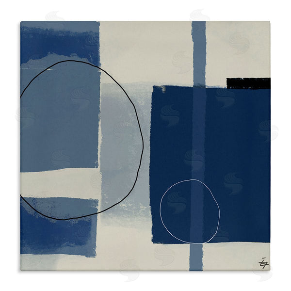 stupell industries Elizabeth Hale | Bold Blue Abstract Geometric Shapes Circles Squares Wall Art