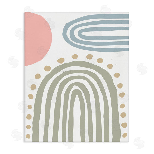 stupell industries Elizabeth Medley | Abstract Rainbow Sky Pink Sun Polka Dots Wall Art