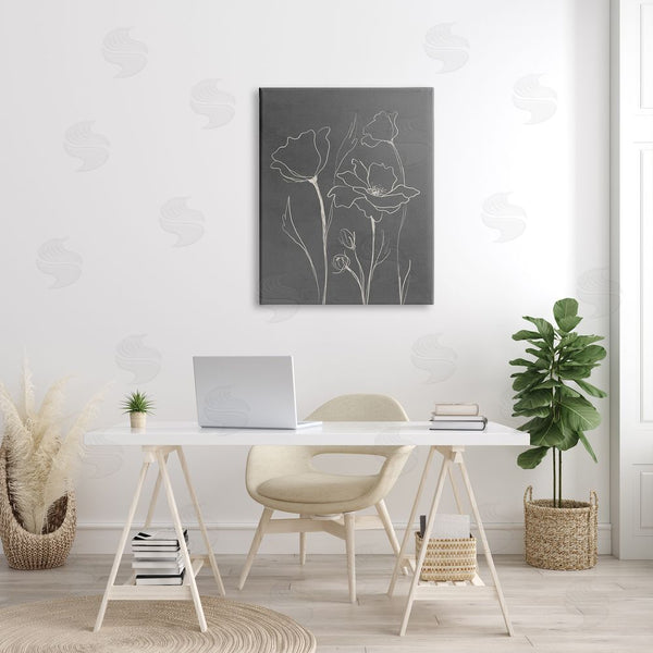 Stupell Industries Elizabeth Medley | Blooming Flower Buds Casual Grey Line Doodle Wall Art