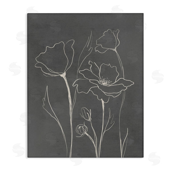stupell industries Elizabeth Medley | Blooming Flower Buds Casual Grey Line Doodle Wall Art