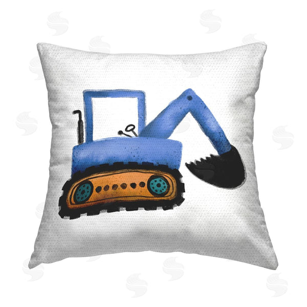 Stupell Industries Elizabeth Medley | Blue Construction Excavator Vehicle Printed Throw Pillow