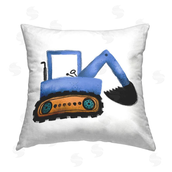 stupell industries Elizabeth Medley | Blue Simple Bulldozer Printed Throw Pillow