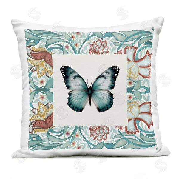 Stupell Industries Elizabeth Medley | Blue Vintage Butterfly Florals Throw Pillow