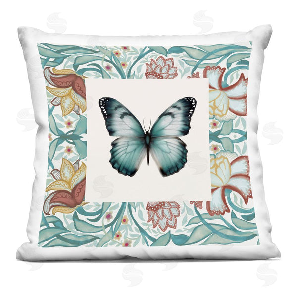stupell industries Elizabeth Medley | Blue Vintage Butterfly Florals Throw Pillow
