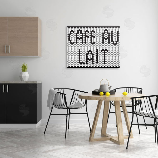 Stupell Industries Elizabeth Medley | Caf� Au Lait Sign Geometric Hexagon Pattern Wall Art