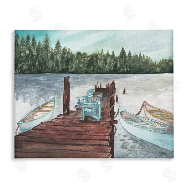 stupell industries Elizabeth Medley | Canoes at Lake Dock