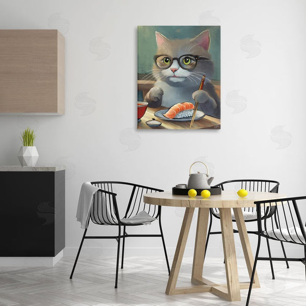 Stupell Industries Elizabeth Medley | Cat Eating Sushi Wall Art