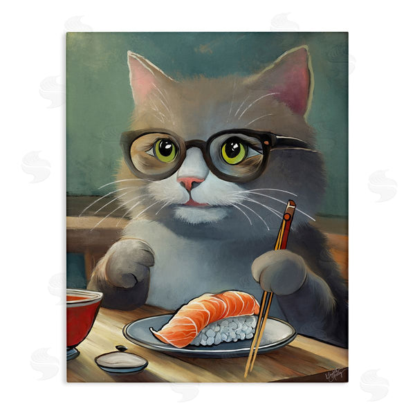 stupell industries Elizabeth Medley | Cat Eating Sushi Wall Art