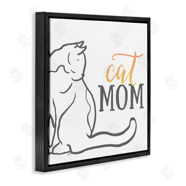 Stupell Industries Elizabeth Medley | Cat Mom Phrase Resting Cat Minimal Line Drawing Wall Art