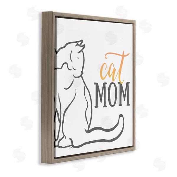 Stupell Industries Elizabeth Medley | Cat Mom Phrase Resting Cat Minimal Line Drawing Wall Art