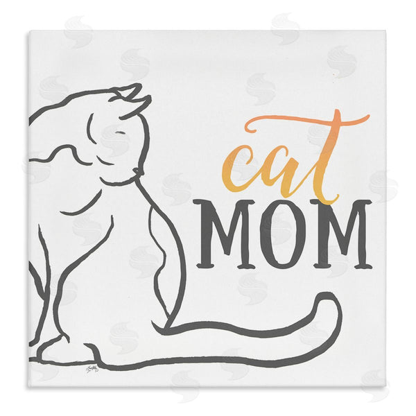 stupell industries Elizabeth Medley | Cat Mom Phrase Resting Cat Minimal Line Drawing Wall Art