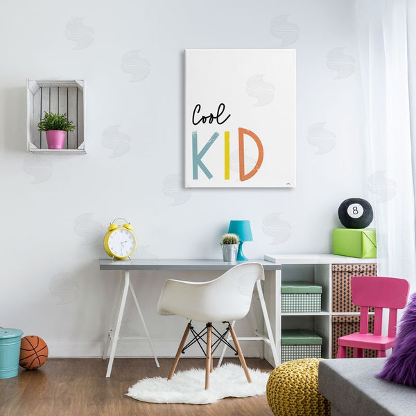 Stupell Industries Elizabeth Medley | Cool Kid Text Minimal Red Yellow Blue Typography Wall Art