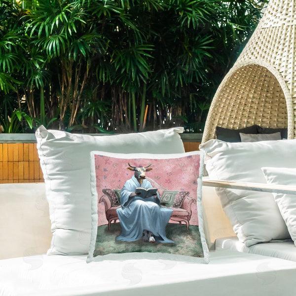 Stupell Industries Elizabeth Medley | Cow Reading Evening Book Printed Throw Pillow