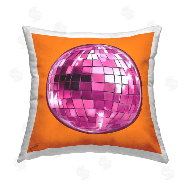 stupell industries Elizabeth Medley | Disco Ball on Orange Printed Throw Pillow