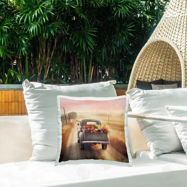 Stupell Industries Elizabeth Medley | Farmer's Road Floral Truck Printed Throw Pillow