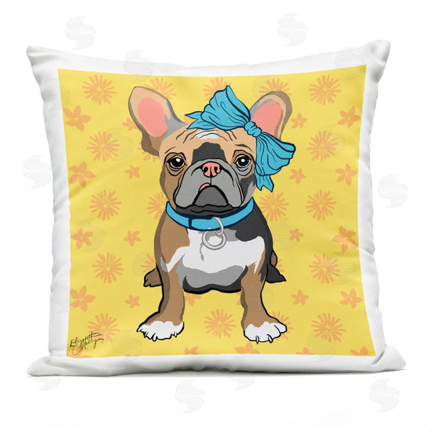 Stupell Industries Elizabeth Medley | Fashionista Puppy Over Flowers Printed Throw Pillow