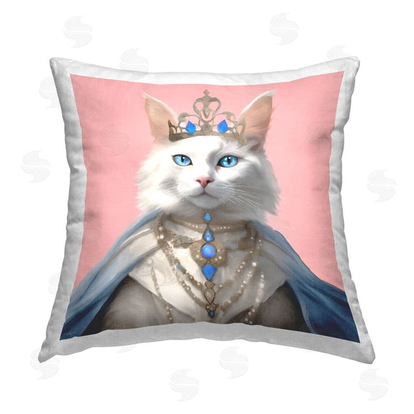 stupell industries Elizabeth Medley | Feline Princess with Crown Printed Throw Pillow