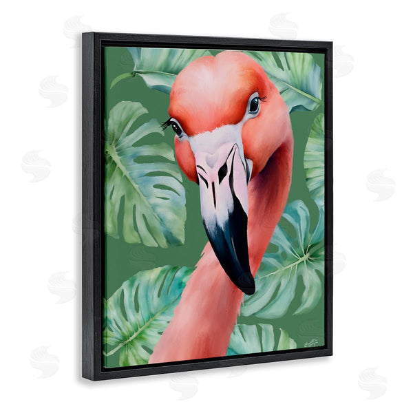 Stupell Industries Elizabeth Medley | Flamingo Portrait With Monstera Leaves