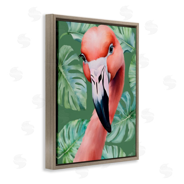 Stupell Industries Elizabeth Medley | Flamingo Portrait With Monstera Leaves