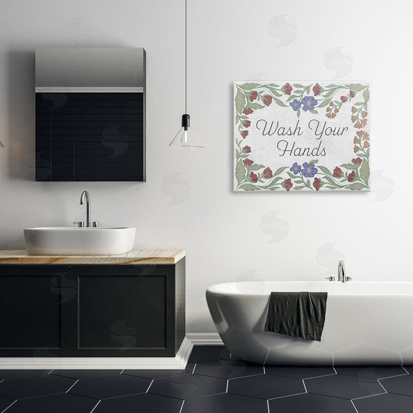 Stupell Industries Elizabeth Medley | Floral Wash Hands Phrase Wall Art