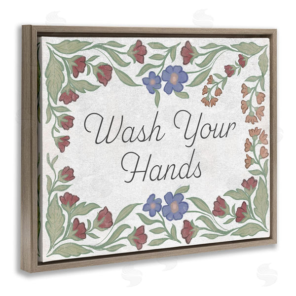 Stupell Industries Elizabeth Medley | Floral Wash Hands Phrase Wall Art