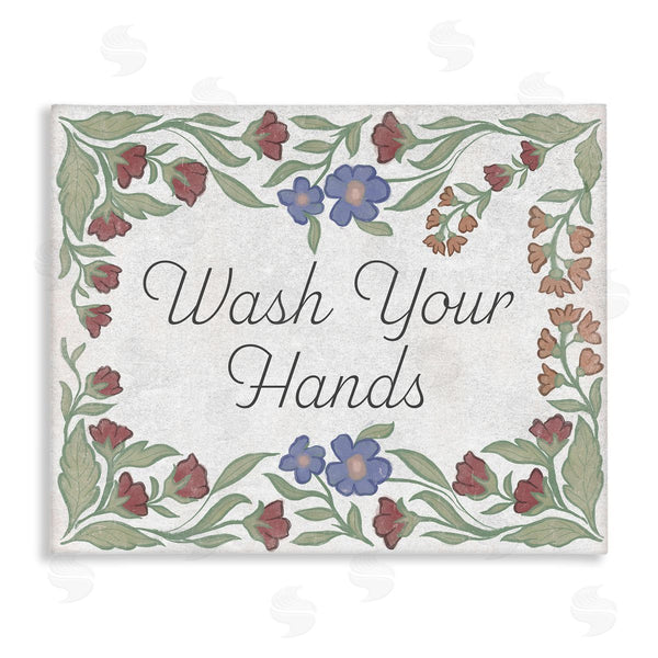 stupell industries Elizabeth Medley | Floral Wash Hands Phrase Wall Art