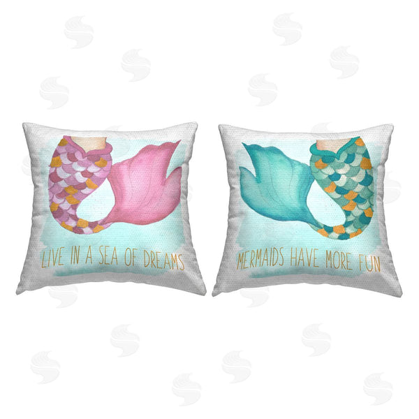 Stupell Industries Elizabeth Medley | Fun Mermaid Tails Printed Throw Pillow Set