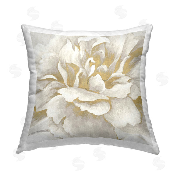 stupell industries Elizabeth Medley | Gold & White Flower Printed Throw Pillow