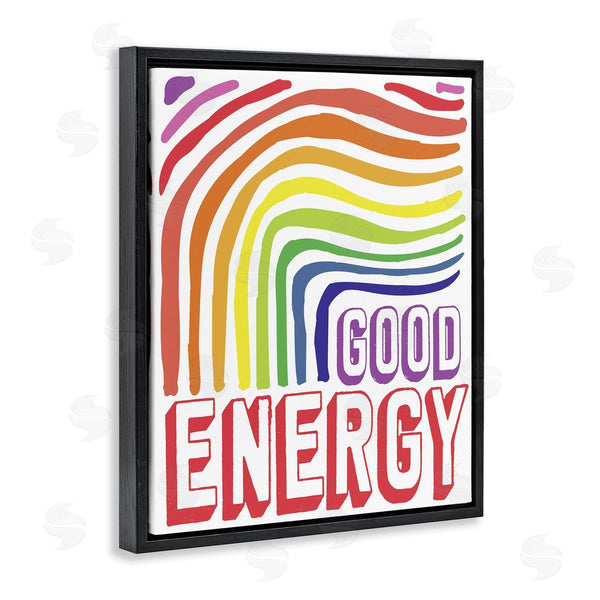 Stupell Industries Elizabeth Medley | Good Energy Phrase Abstract Rainbow Waves Bold Typography Wall Art