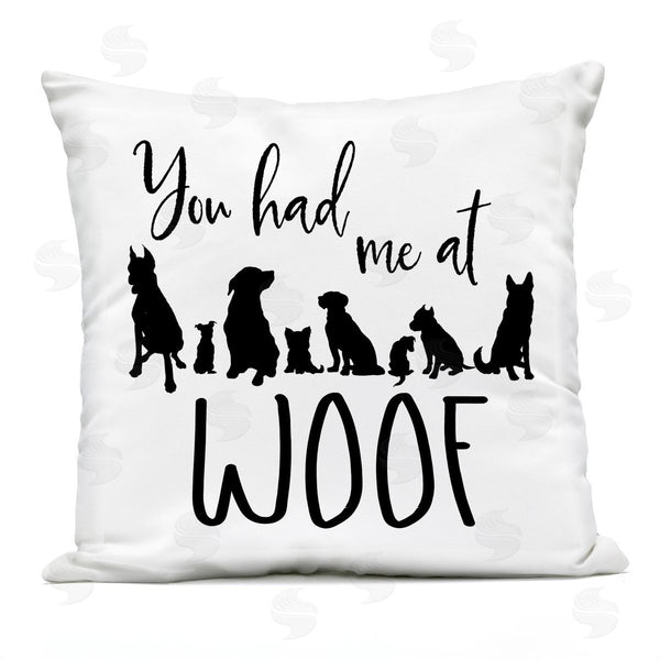 Stupell Industries Elizabeth Medley | Had Me At Woof Dog Silhouettes Printed Throw Pillow