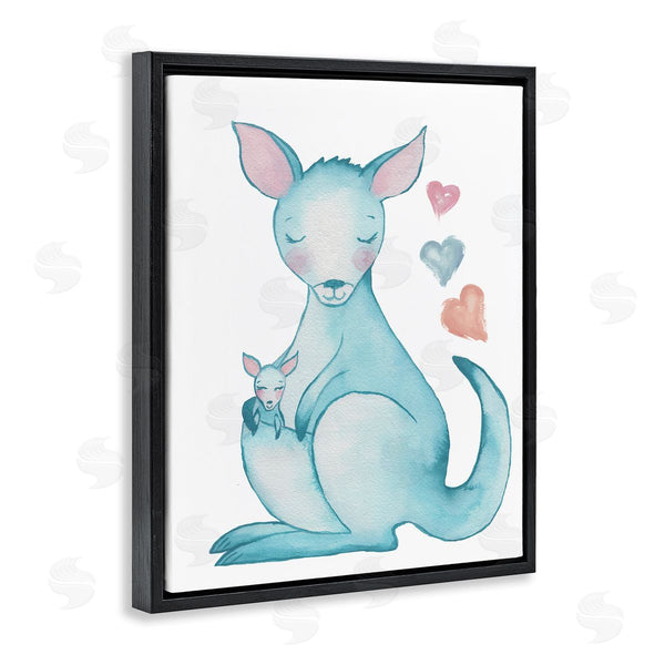 Stupell Industries Elizabeth Medley | Happy Family Kangaroo Baby Floating Heart Shapes Wall Art