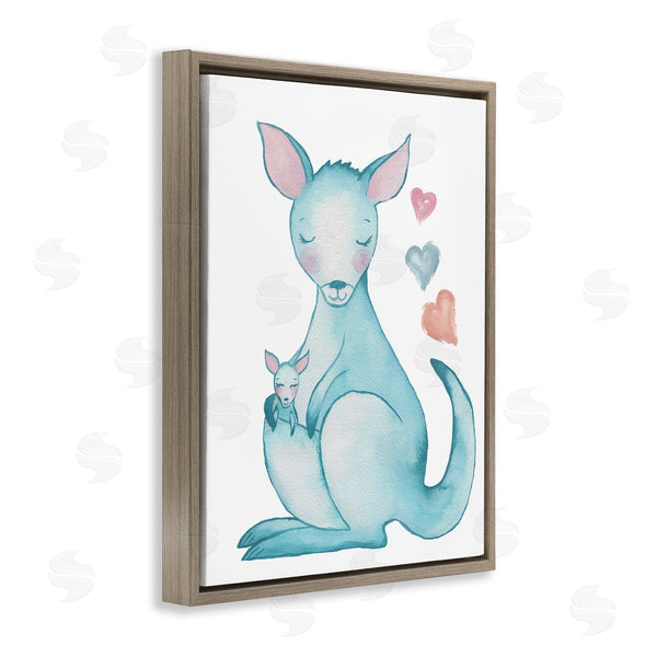 Stupell Industries Elizabeth Medley | Happy Family Kangaroo Baby Floating Heart Shapes Wall Art
