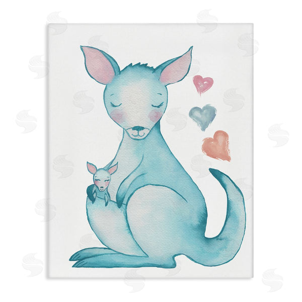 stupell industries Elizabeth Medley | Happy Family Kangaroo Baby Floating Heart Shapes Wall Art