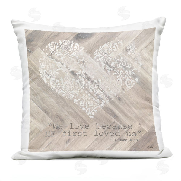 Stupell Industries Elizabeth Medley | He Loved Us First Throw Pillow