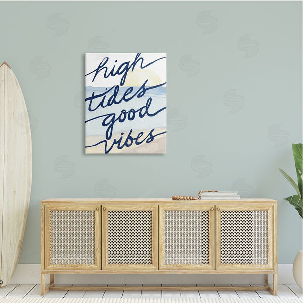 Stupell Industries Elizabeth Medley | High Tides Good Vibes Beach Scenery Viewpoint Painting Wall Art