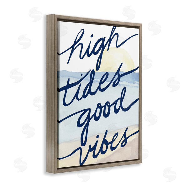 Stupell Industries Elizabeth Medley | High Tides Good Vibes Beach Scenery Viewpoint Painting Wall Art