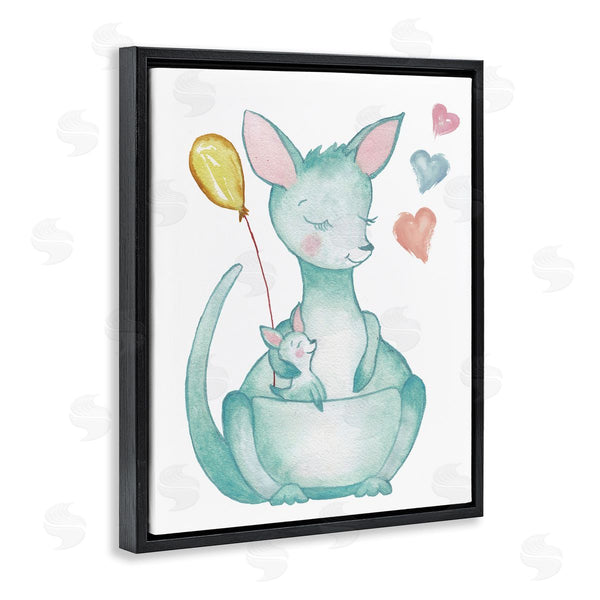 Stupell Industries Elizabeth Medley | Kangaroo Mom Baby Joey Pouch Balloon Hearts Wall Art