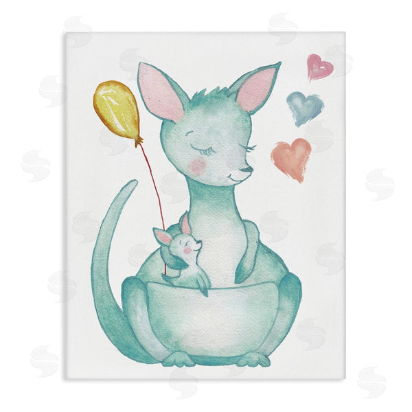 stupell industries Elizabeth Medley | Kangaroo Mom Baby Joey Pouch Balloon Hearts Wall Art