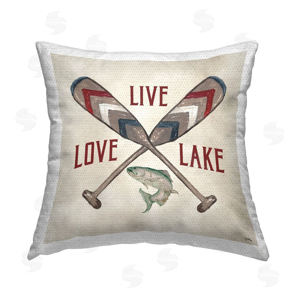 Stupell Industries Elizabeth Medley | Live Love Lake Oars Printed Throw Pillow