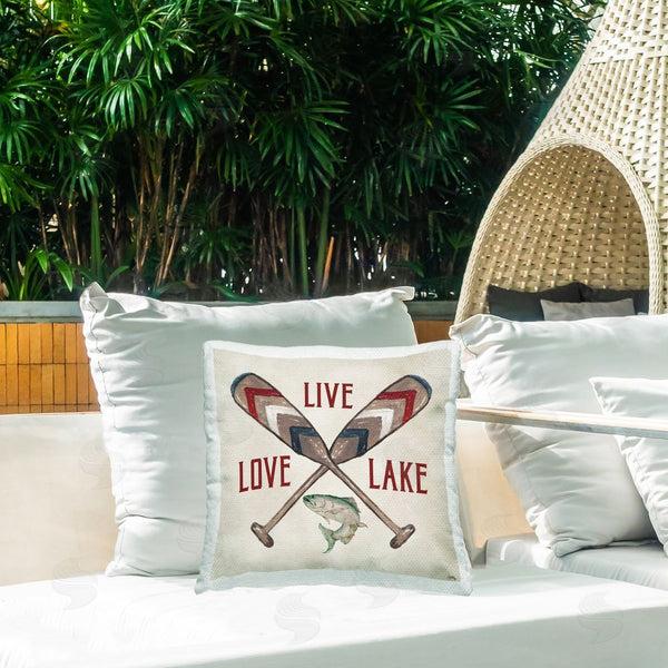 Stupell Industries Elizabeth Medley | Live Love Lake Oars Printed Throw Pillow