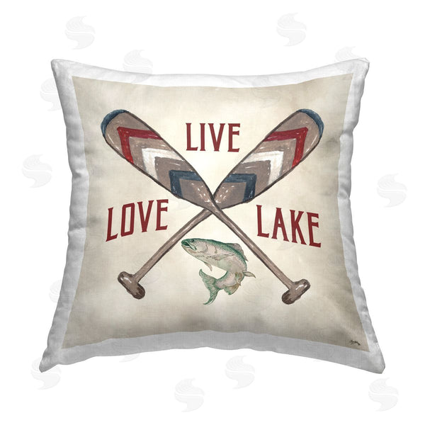 stupell industries Elizabeth Medley | Live Love Lake Oars Printed Throw Pillow