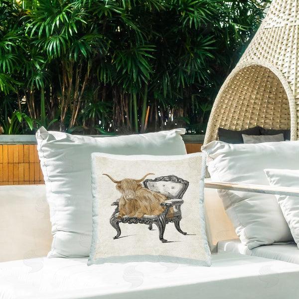 Stupell Industries Elizabeth Medley | Longhorn & Antique Chair Printed Throw Pillow