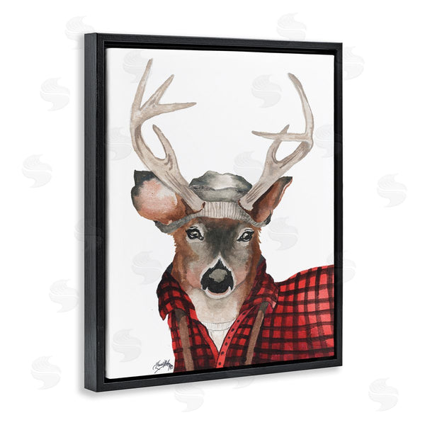 Stupell Industries Elizabeth Medley | Lumberjack Buck Deer With Beanie Red Plaid Wall Art